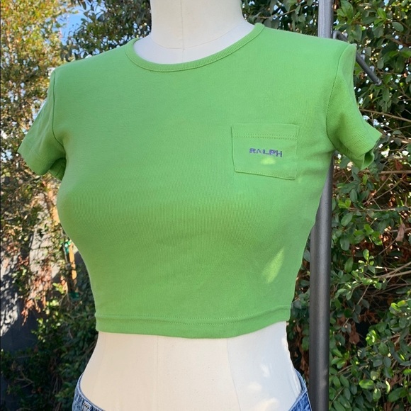 Vintage Deadstock Ralph Lauren Green Women's Crop Top - Picture 2 of 8
